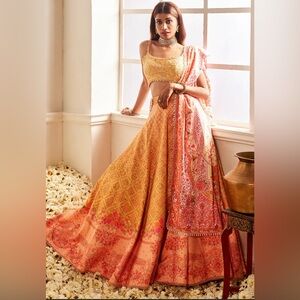 Elegant Orange and Red Lehenga